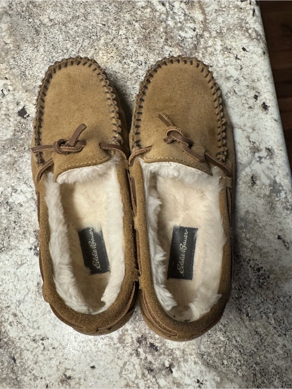 Eddie Bauer Brown Suede Moccasin Slippers